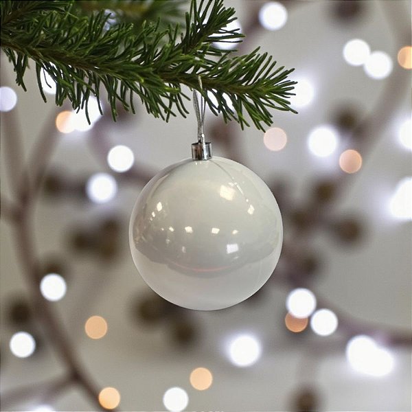 Bolas de Natal em Tubo - Branco Perolado - 10x10cm - 5 unidades - Rizzo
