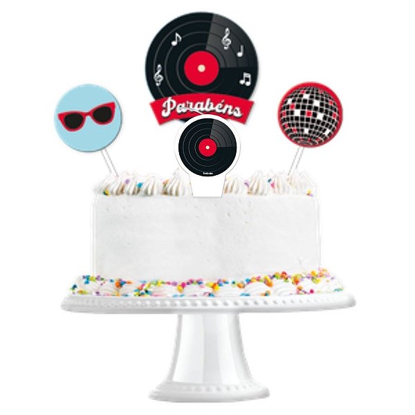 Vela Plana Adesivada - Festa Retrô - 8,5x6,5cm - 1 unidade - FestColor - Rizzo