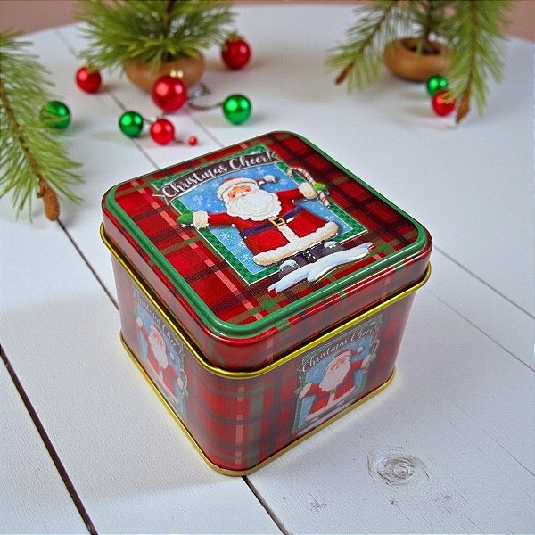 Lata de Metal de Natal - Christmas Cheer - 7,5x7x6cm - 1 unidade - Rizzo