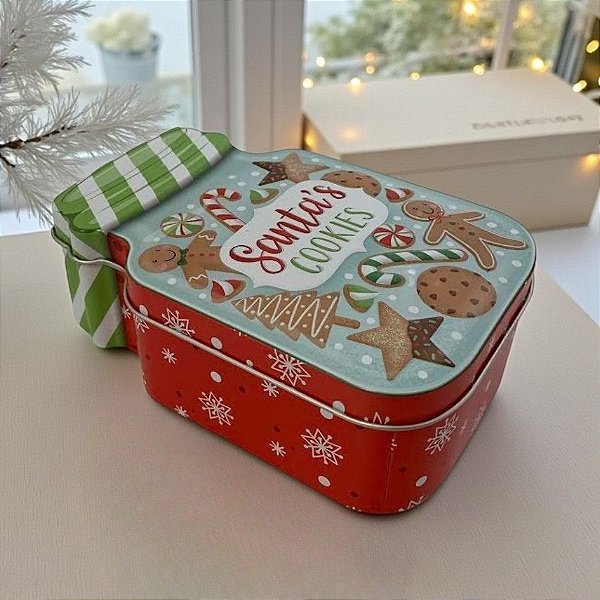 Lata de Metal de Natal - Pote Santa´s Cookies - 15x9,8x5,8cm - 1 unidade - Rizzo