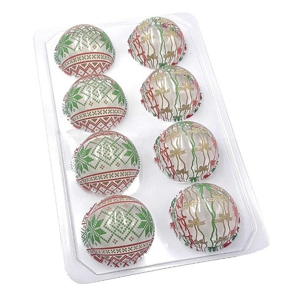 Blister Decorado com Transfer Para Chocolate - Bola Laços e Mosaico de Natal - BLN 0199 - 1 unidade - Stalden - Rizzo