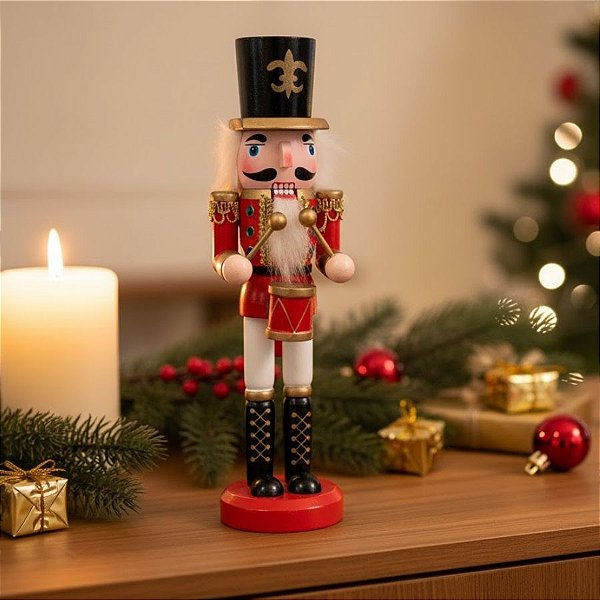 Soldado de Chumbo de Madeira com Bateria - Vermelho - 25cm - 1 unidade - Artlille  - Rizzo