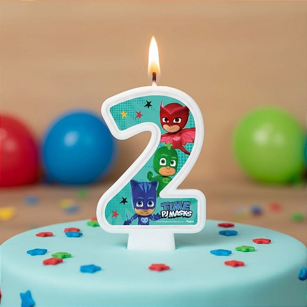 Vela Festa Pj Masks - Número 2 - 8x5cm - 1 unidade - Regina - Rizzo