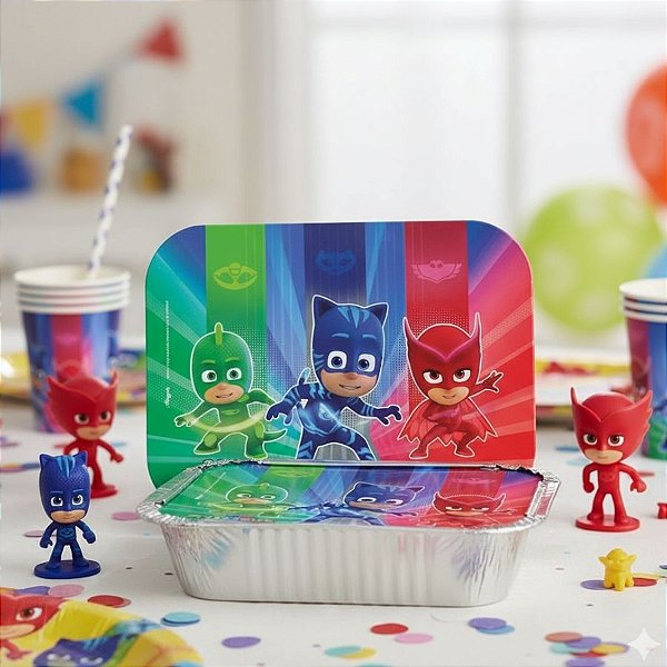 Tampa para Marmitinha Festa Pj Masks - 12x9,5cm - 8 unidades - Regina - Rizzo