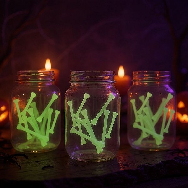 Enfeite Decorativo Halloween - Osso Brilha no Escuro - 10cm - 10 unidades - Rizzo