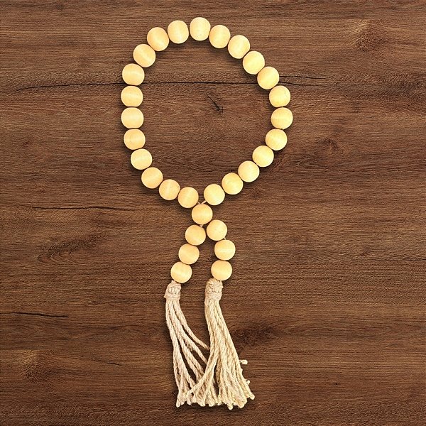 Cordão Decorativo de Mesa em Madeira e Juta - 1,5m - 1 unidade - Rizzo - Rizzo