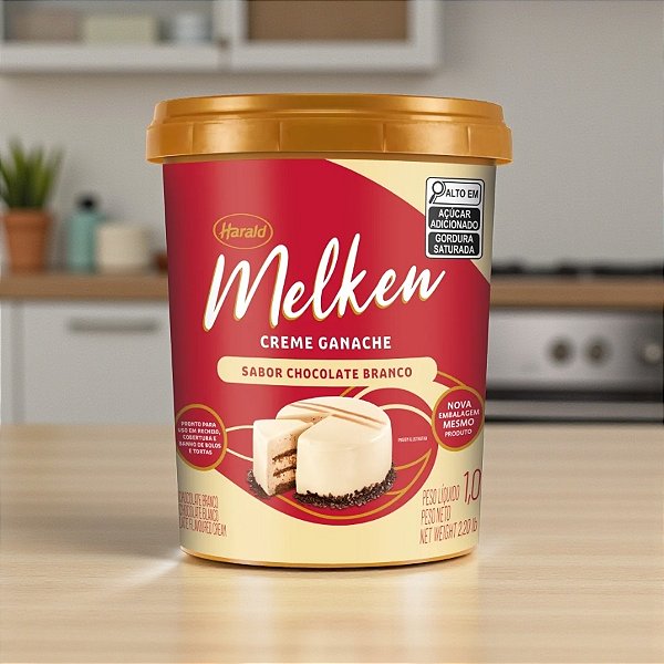 Creme Ganache Sabor Chocolate Branco Melken - 1,0kg - 1 unidade - Harald - Rizzo
