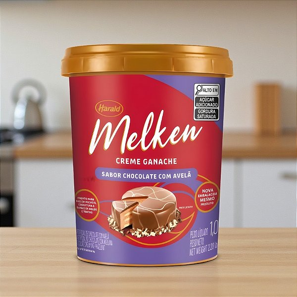 Creme Ganache Sabor Chocolate com Avelã Melken - 1,0kg - 1 unidade - Harald - Rizzo