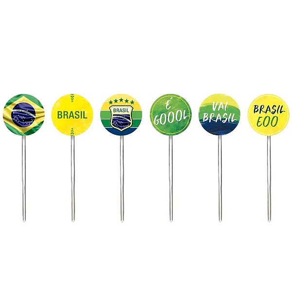 Pick Decorativo para Doce - Festa Brasil - 10cm - 12 unidades - Cromus - Rizzo