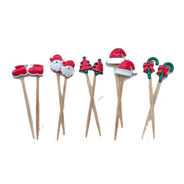 Pick Decorativo de Natal - 9,5x2cm - 10 unidades - Rizzo