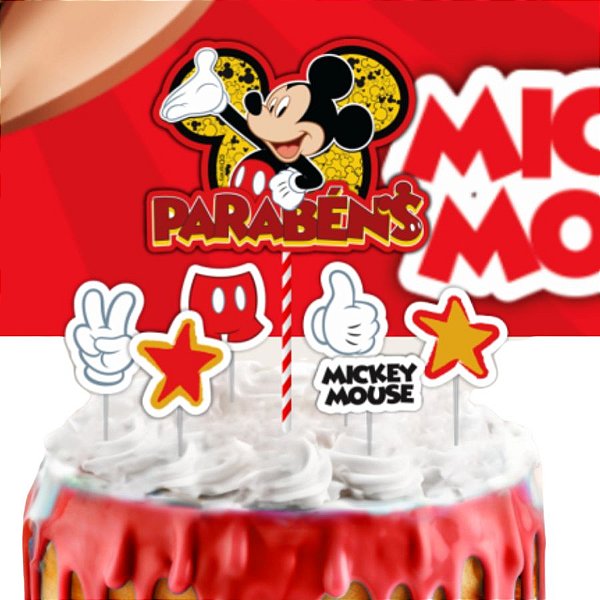 Topo de Bolo - Mickey Mouse - 7 unidades - Disney Original - Rizzo
