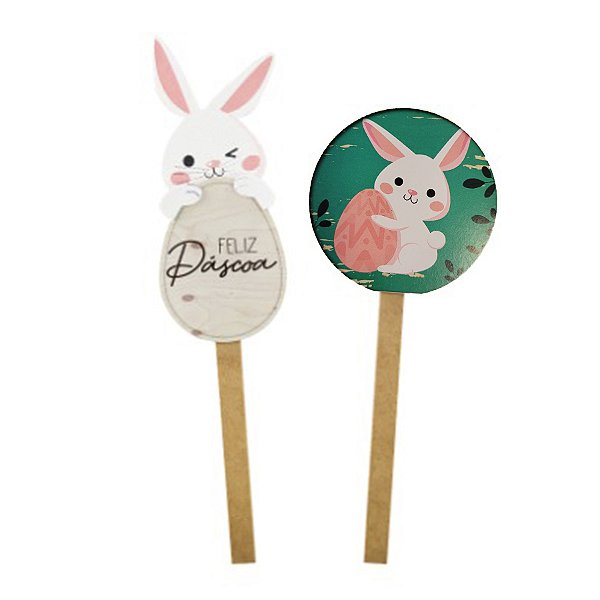 Pick Decorativo de Páscoa - Coelho e Ovo - 2 unidades - Grintoy - Rizzo