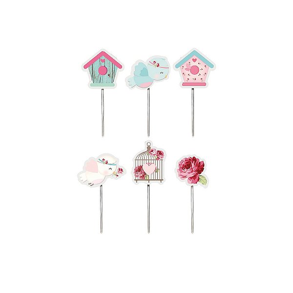 Pick Decorativo - Festa Jardim Encantado - 12 unidades - Cromus - Rizzo Festas