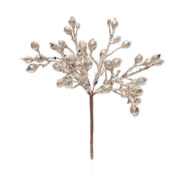 Pick Galho Decorativo - Nude com Glitter - 15cm - 01 unidade - Cromus Natal - Rizzo