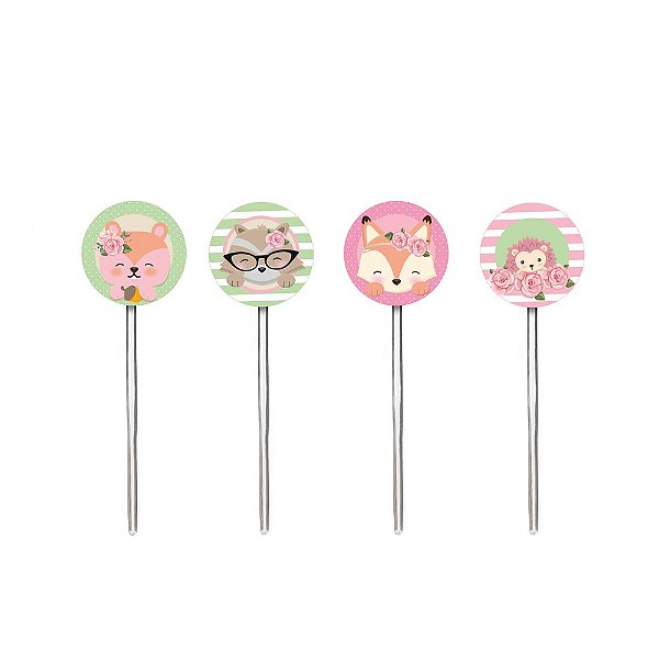 Pick Decorativo - Sortido - Festa Bosque dos Sonhos - 12 unidades - Cromus - Rizzo Festas