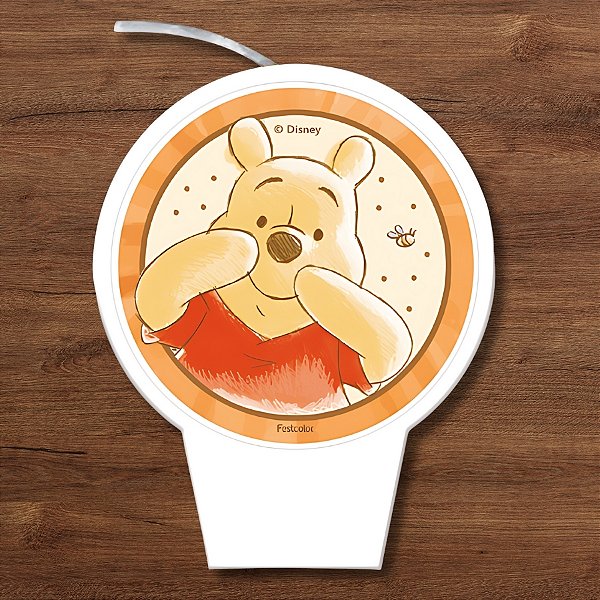 Vela Plana Adesivada - Ursinho Pooh - 6,5x8,5cm - 1 unidade - Festcolor - Rizzo