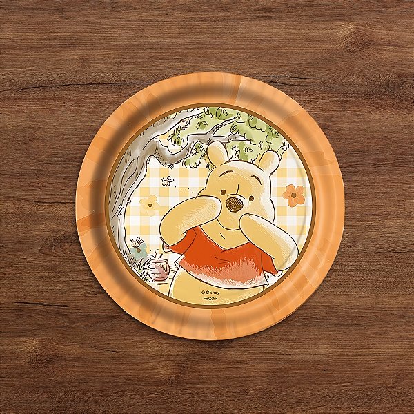 Prato de Papel Redondo - Ursinho Pooh - 18x18cm - 8 unidades - Festcolor - Rizzo