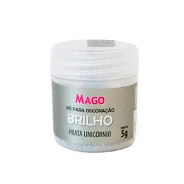 Pó para Decoração Brilho Prata Unicórnio - 5g - 1 unidade - Mago - Rizzo