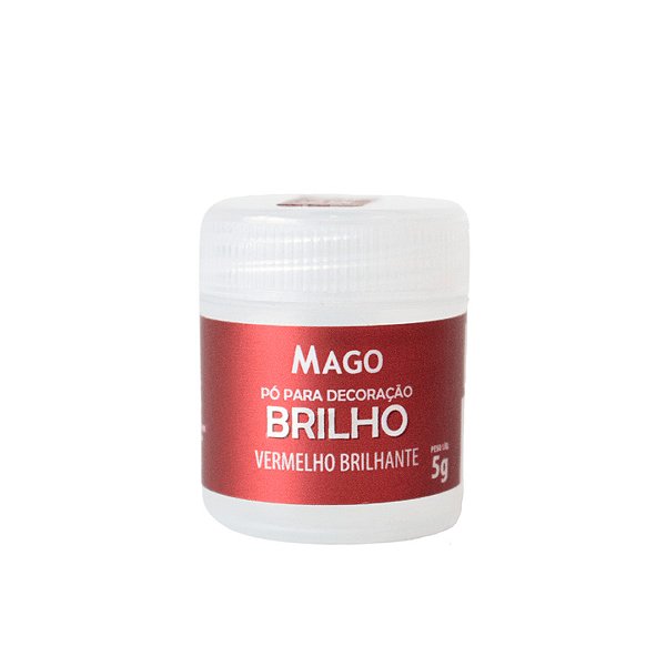 Pó para Decoração Brilho Vermelho Brilhante - 5g - 1 unidade - Mago - Rizzo