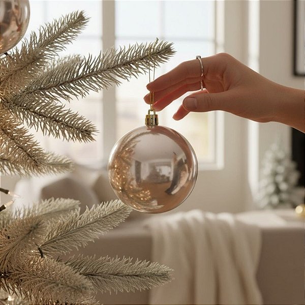 Bolas de Natal em Tubo - Pérola - 10x10cm  - 5 unidades - Rizzo