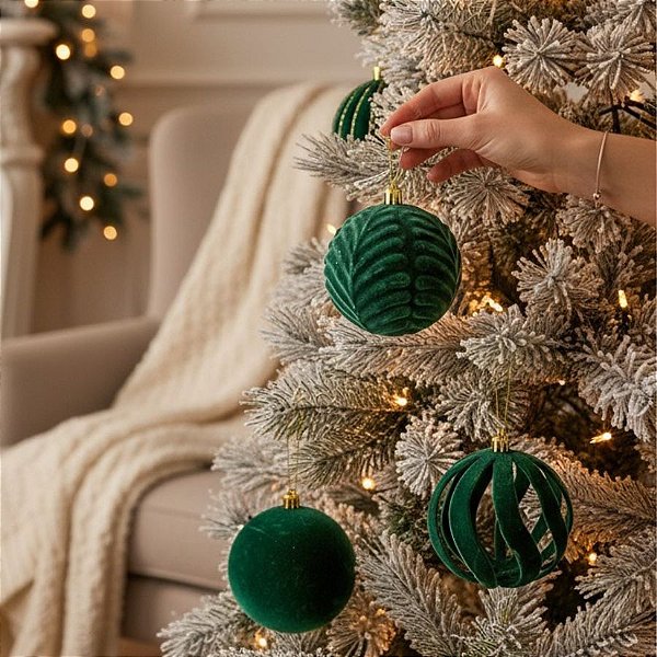 Bolas de Natal em Tubo - Kit Grande Verde - 10x10cm  - 20 unidades - Rizzo