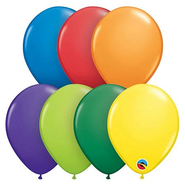 Balão de Festa Látex Liso Sortido - Carnival Ast (Sortido Carnaval) - 5" 12cm - 100 unidades - Qualatex - Rizzo