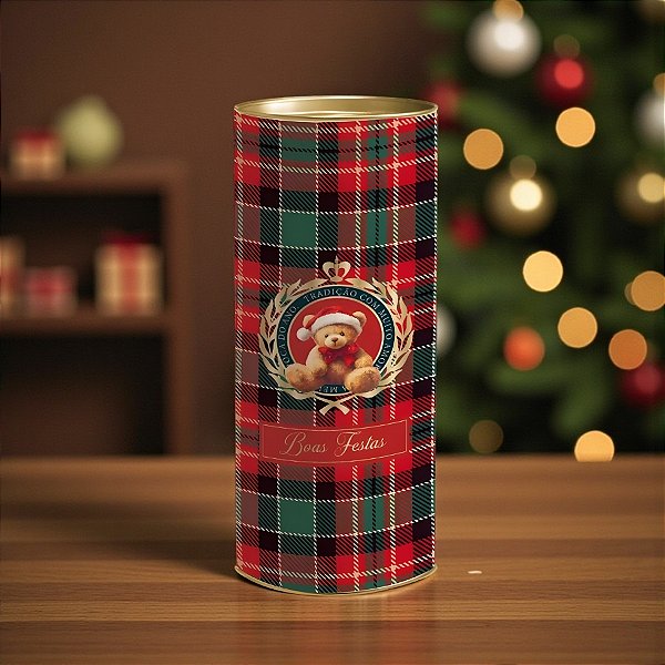 Lata para Presente Rígida - Magia Infinita Urso Natal - M 10,5x24,5x10,5cm - 1 unidade - Cromus - Rizzo