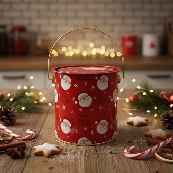Lata de Metal de Natal Com Alça - Noel - 11x11cm - 1 unidade - Rizzo