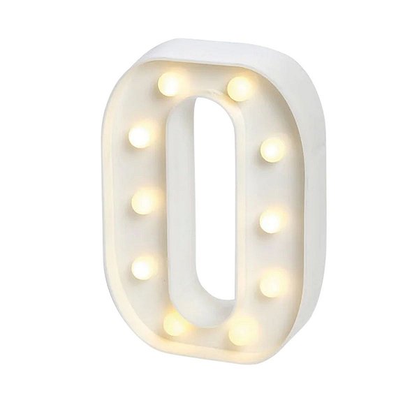Luminoso Mini Número "0" com LED Amarelo - 16x12x3cm - 1 unidade - Rizzo