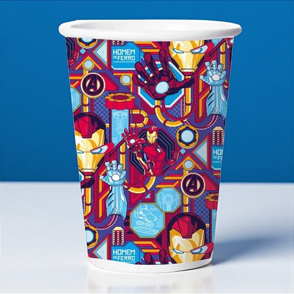 Copo de Papel - Homem de Ferro - 180ml - 8 unidades - Disney Original - Rizzo