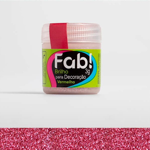 Brilho para Decoração Vermelho 3g Fab