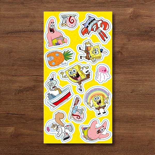 Adesivo Decorativo - Bob Esponja - 5x7cm - 12 unidades - Regina - Rizzo