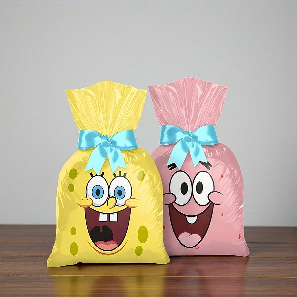 Sacola Plástica - Bob Esponja - 14x27cm - 8 unidades - Regina - Rizzo