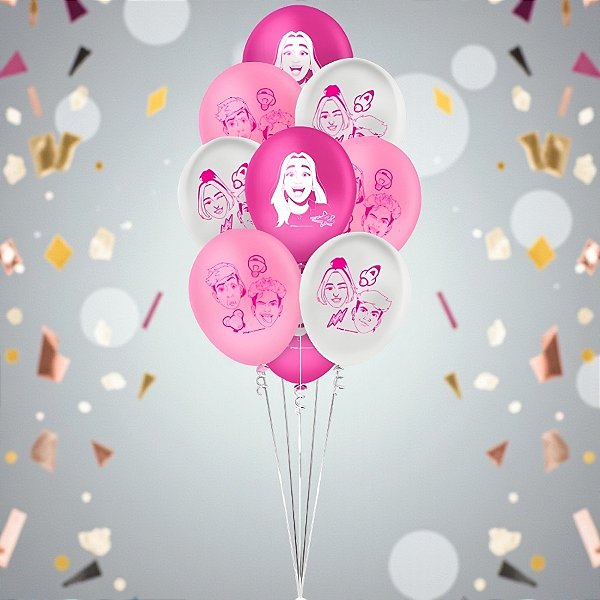 Balão Festa Decorado 9" 23cm Redondo - Emilly Vick e dos Rosa - 25 unidades - Regina - Rizzo