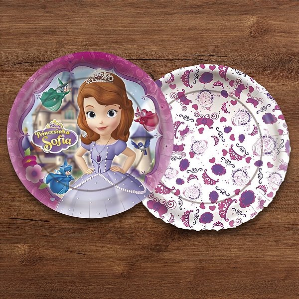 Prato de Papel Redondo - Sofia The First - 18x18cm - 12 unidades - Regina - Rizzo