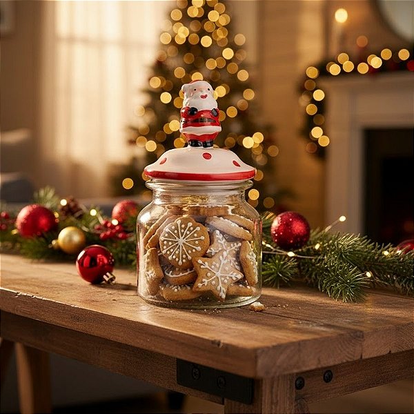 Pote Decorativo de Vidro de Natal - Noel - 18,7cm  - 1 unidade - Cromus - Rizzo