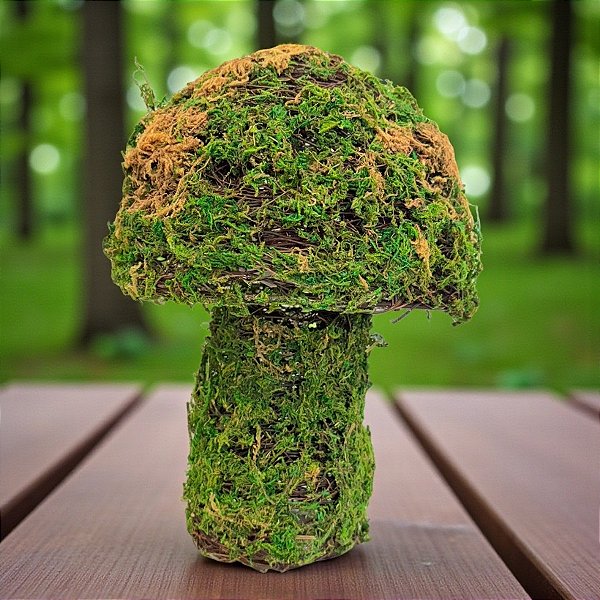 Cogumelo Decorativo com Musgo Verde - 19x25cm - 1 unidade - Cromus - Rizzo