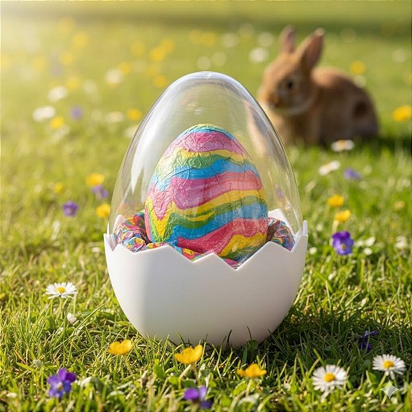 Ovo Acrílico Transparente com Base Branca - 17cm - 1 unidade - Rizzo