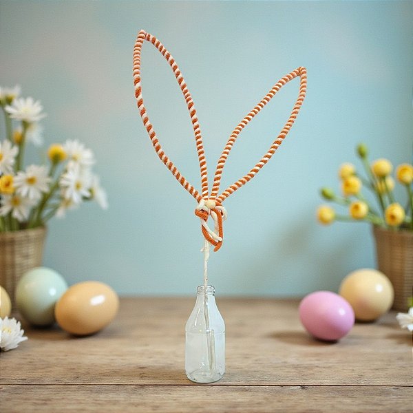 Pick Decorativo de Páscoa - Orelhas de Coelho Bege e Creme - 60cm - 1 unidade - FlorArte - Rizzo