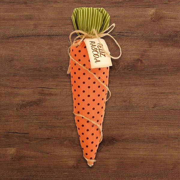 Enfeite Decorativo de Páscoa - Cenoura Laranja com Bolinhas e Tag - 18cm - 1 unidade - Cromus - Rizzo