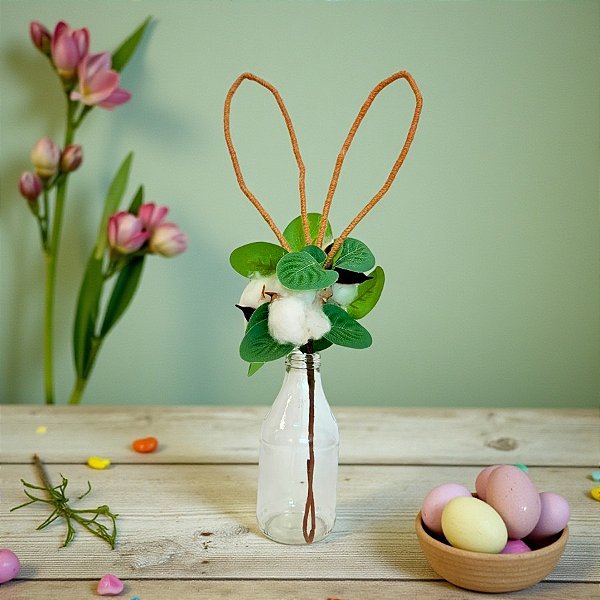 Pick Decorativo de Páscoa - Orelhas de Coelho e Algodão - 40cm - 1 unidade - FlorArte - Rizzo