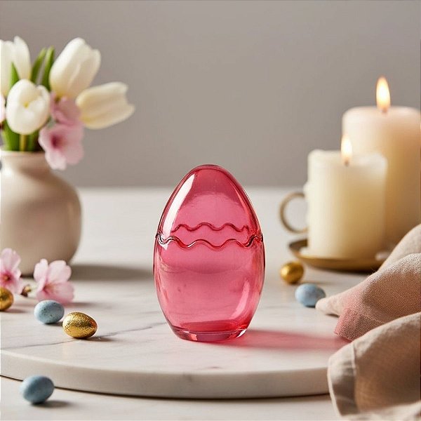 Ovo de Vidro Vermelho P 9x6cm - 1 unidade - Cromus - Rizzo