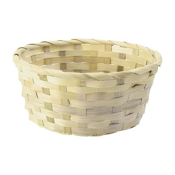 Cesta Decorativa de Bambu Redonda - Amarelo - 20x20x10cm - 1 unidade - Cromus - Rizzo