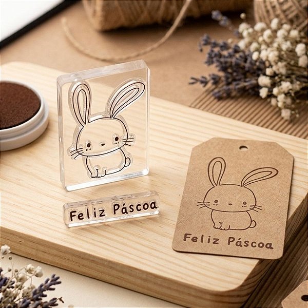 Kit Cartela de Mini Carimbos - Feliz Páscoa - 2 unidades - Rizzo