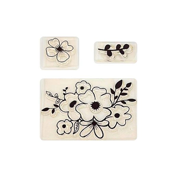 Kit Cartela de Carimbos - Florzinha 2 - 4 unidades - Rizzo