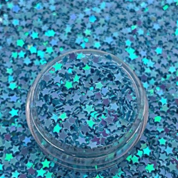 Mini Confete Glitter Azul Bebe - Estrela - 25g - 1 unidade - Rizzo