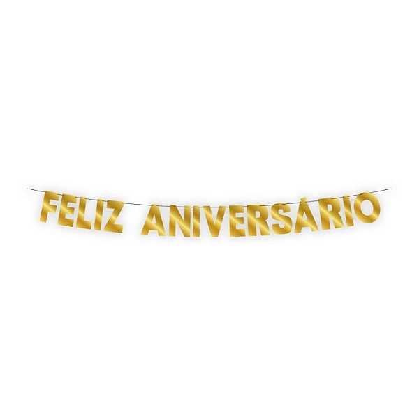 Faixa Decorativa "Feliz Aniversário" - Dourada - 1,5mx16cm - 1 unidade - Regina - Rizzo