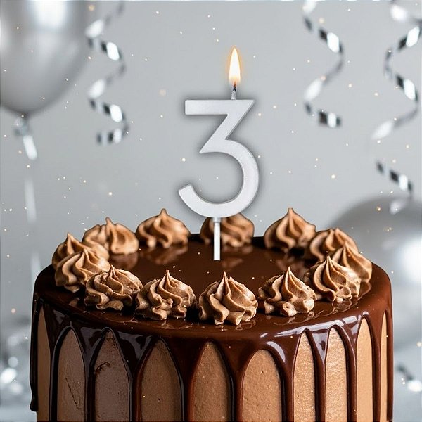 Vela Pick - Prata - Numero 3 - 1 unidade - Regina - Rizzo