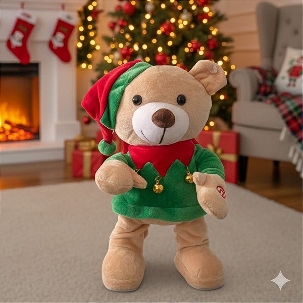 Pelúcia de Natal com Som e Movimento - Urso Dançarino - 31,5cm - 1 unidade - Rizzo