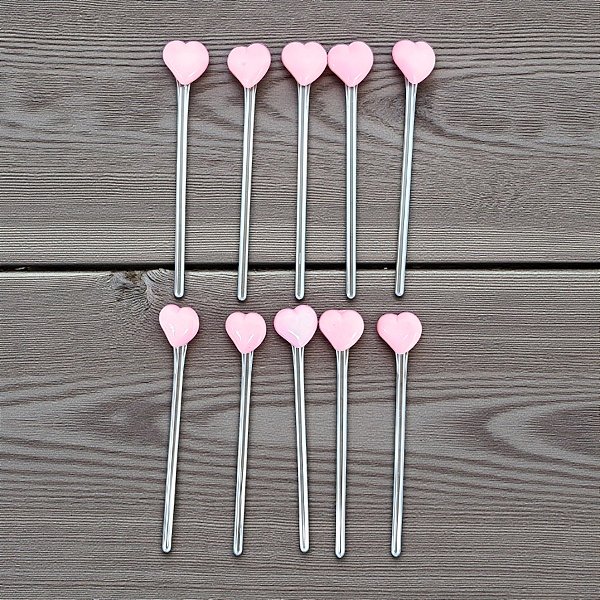 Pick Para Doces - Coração Rosa - 9cm - 10 unidades - Rizzo
